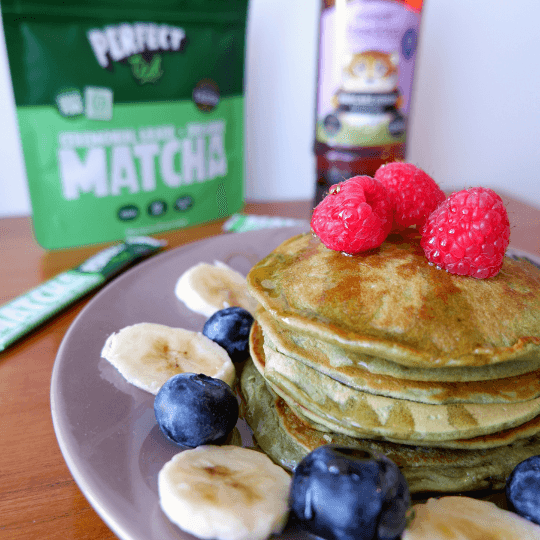 vegan matcha pancakes
