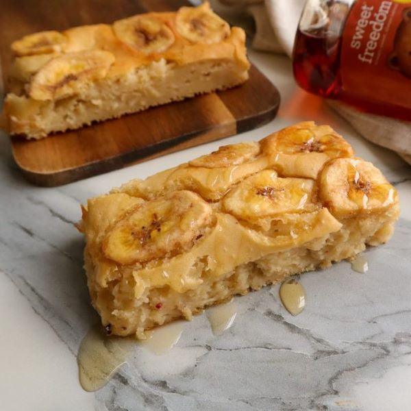 caramel and banana sheet cake