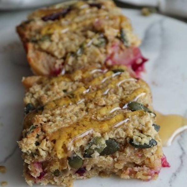 plum and pumpkin seed flapjacks