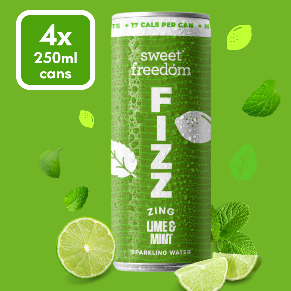 Sweet Freedom FIZZ™ Lime & Mint sparkling water, 4x 250ml cans