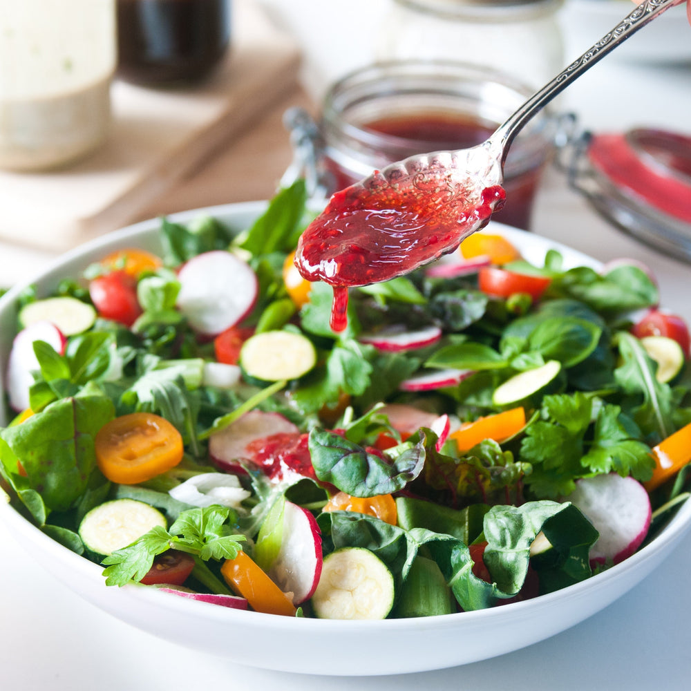 raspberry dressing / mustard & balsamic dressing