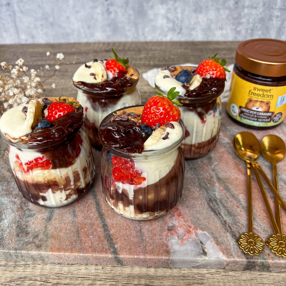 chocolate caramel summer parfaits