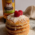 snow topped gingerbread pancakes