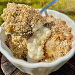 healthy banana and caramel crumble