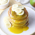 fluffy pancakes with mango sauce