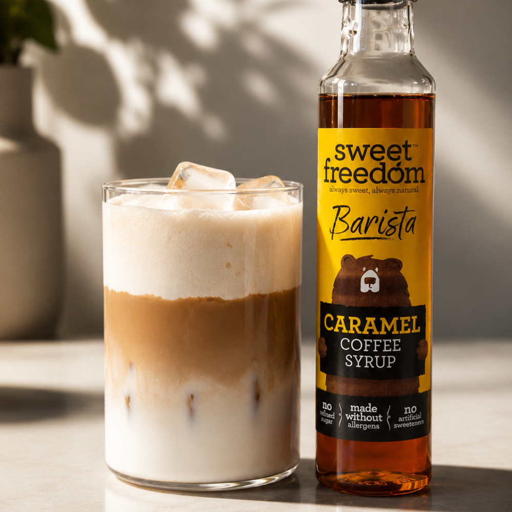vegan iced caramel protein latte