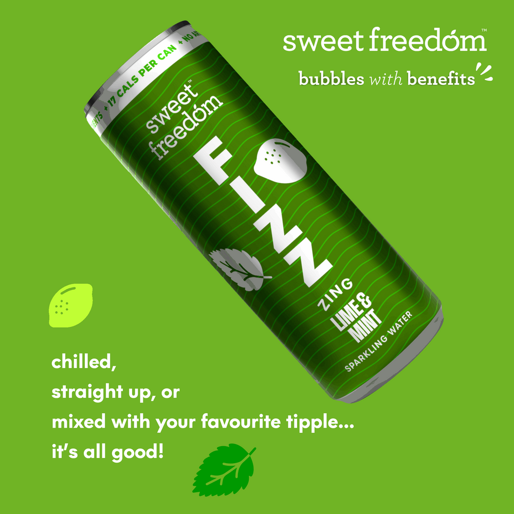 Sweet Freedom FIZZ™ Lime & Mint sparkling water, 4x 250ml cans