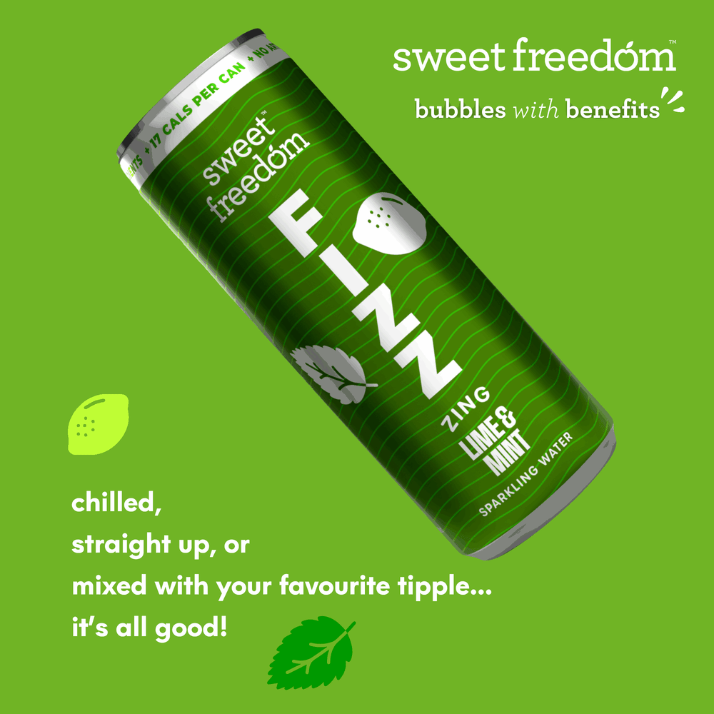 Sweet Freedom FIZZ™ Lime & Mint sparkling water, 12x 250ml cans