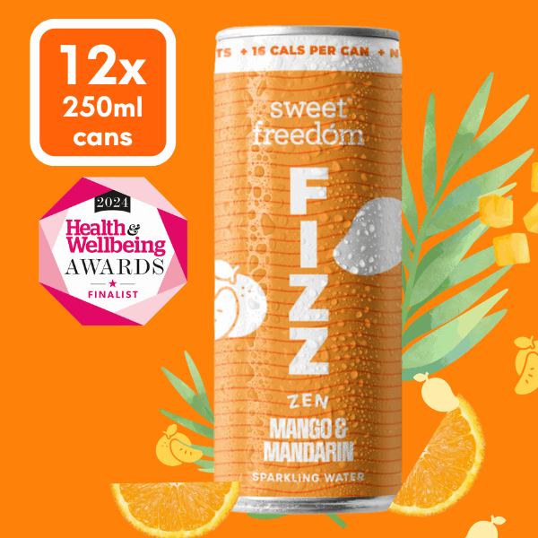 Sweet Freedom FIZZ™ Mango & Mandarin sparkling water, 12x 250ml cans