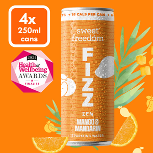 Sweet Freedom FIZZ™ Mango & Mandarin sparkling water, 4x 250ml cans