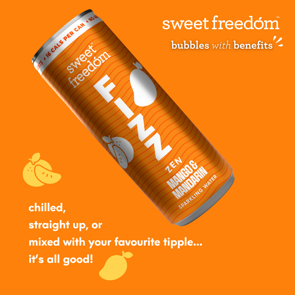 Sweet Freedom FIZZ™ Mango & Mandarin sparkling water, 4x 250ml cans