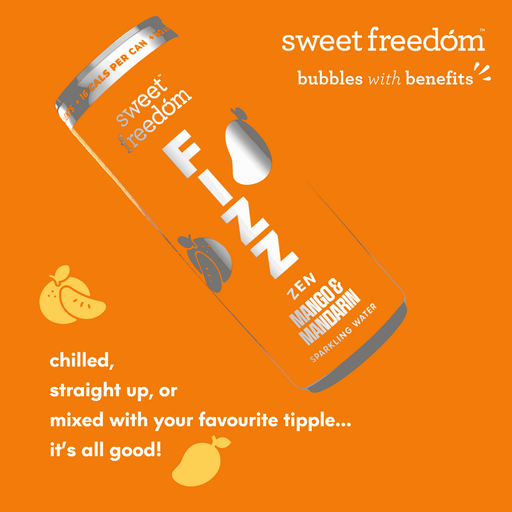 Sweet Freedom FIZZ™ Mango & Mandarin sparkling water, 4x 250ml cans