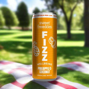 Sweet Freedom FIZZ™ Pineapple & Coconut sparkling water, 12x 250ml cans