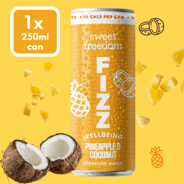 Sweet Freedom FIZZ™ Pineapple & Coconut sparkling water, 1x 250ml can