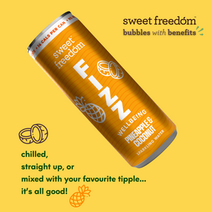 Sweet Freedom FIZZ™ Pineapple & Coconut sparkling water, 4x 250ml cans