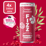 Sweet Freedom FIZZ™ Raspberry & Cranberry sparkling water, 4x 250ml cans