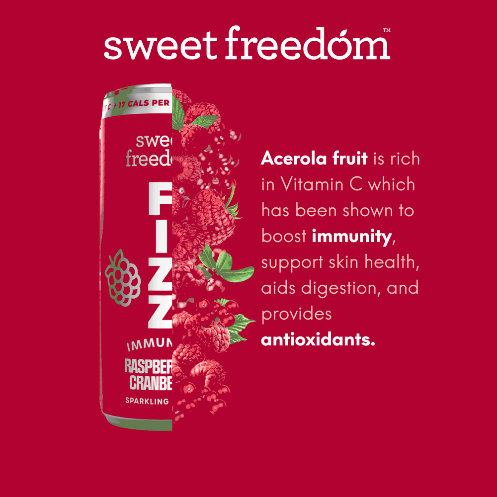 Sweet Freedom FIZZ™ Raspberry & Cranberry sparkling water, 4x 250ml cans