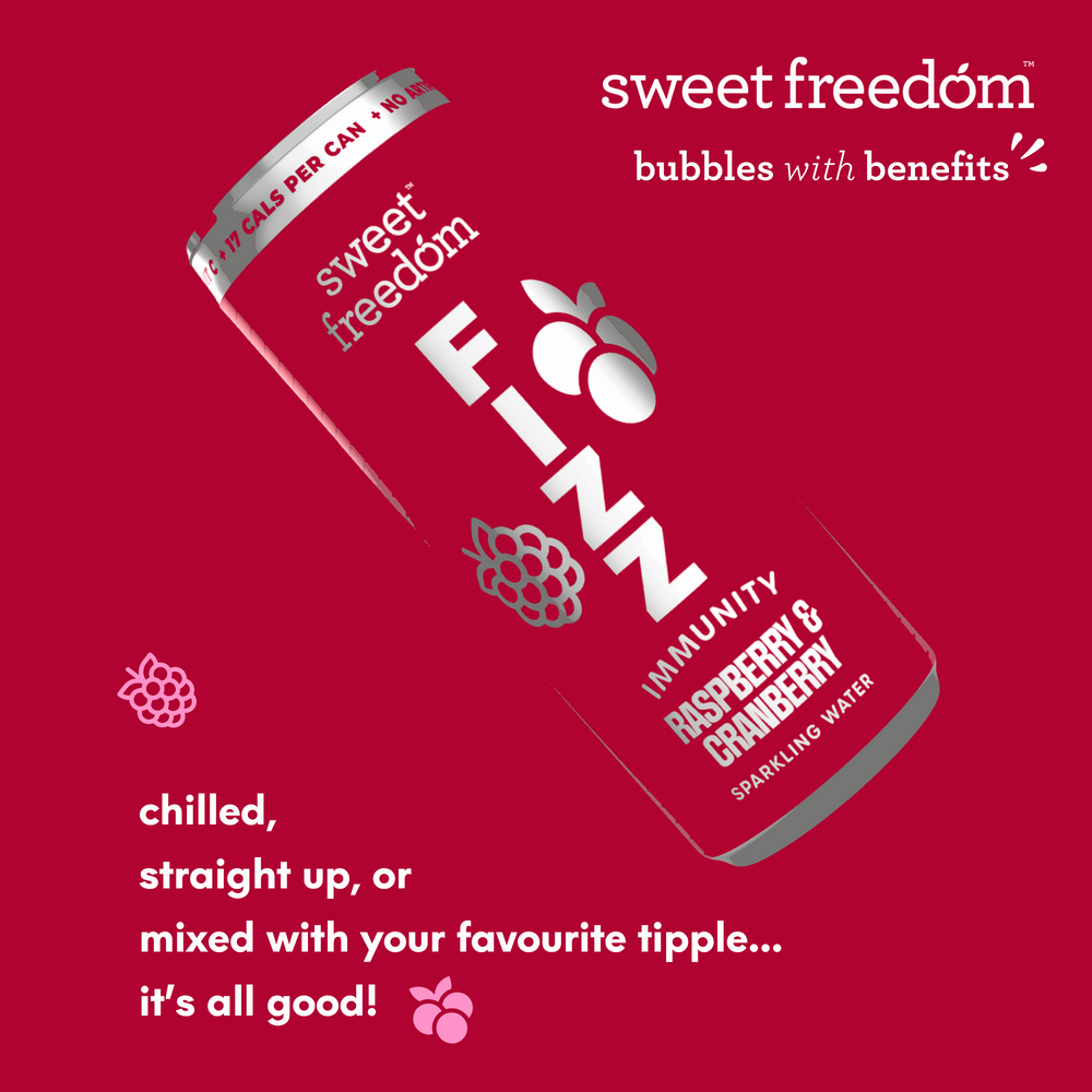 Sweet Freedom FIZZ™ Raspberry & Cranberry sparkling water, 4x 250ml cans